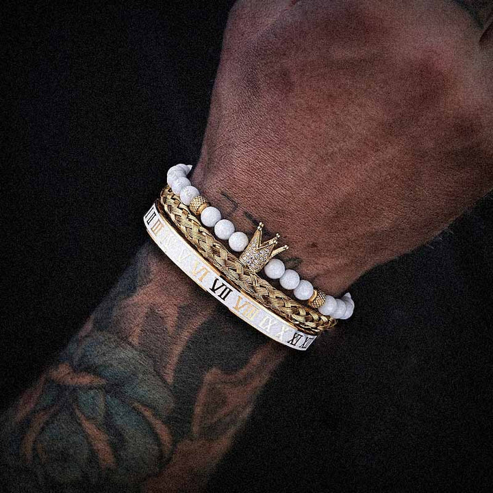 Royal king white gold herren armband uniqal