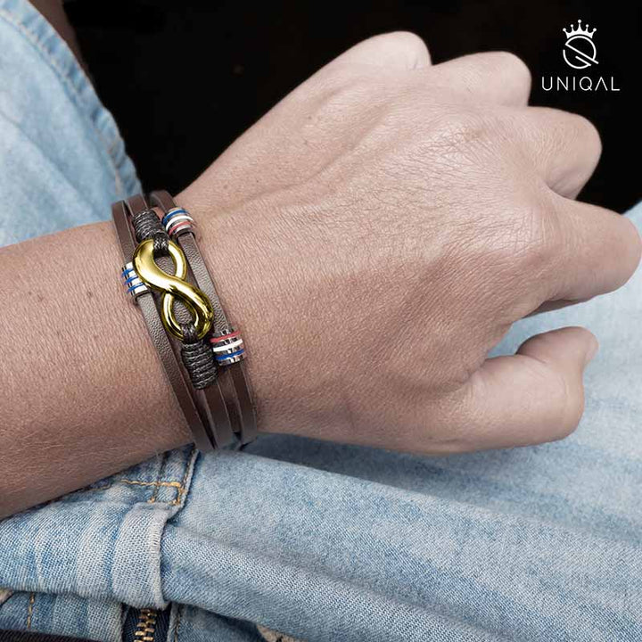 Unendlichkeit symbol zeichen lederarmband herren uniqal infinity