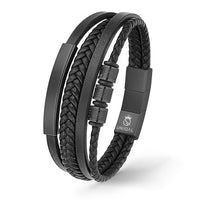 personalisiertes Lederarmband Herren mit gravur schwarz uniqal