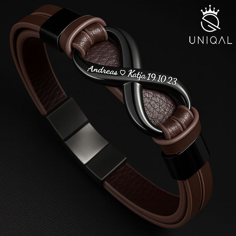 Braun Leder Armband Herren Infinity unendlichkeit uniqal