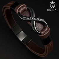 Braun Leder Armband Herren Infinity unendlichkeit uniqal