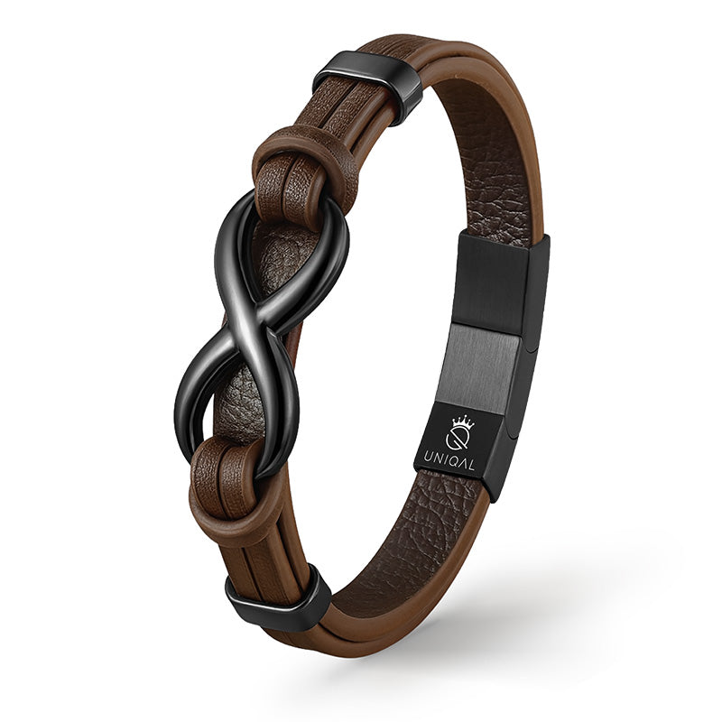 Braun Leder Armband Herren Infinity unendlichkeit uniqal