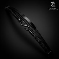 Stilvolles schwarzes Armband mit Schädeln aus Edelstahl – DARK BONE BLACK am Arm - uniqal