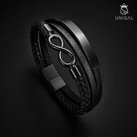 Detailansicht des DARK BONE BLACK Armbands Uniqal – schwarze Schädel aus Edelstahl