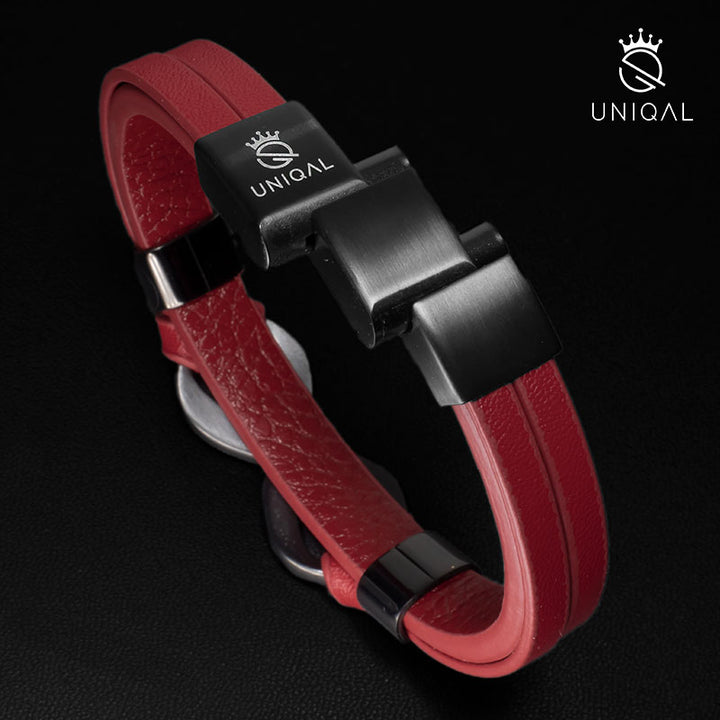rotes lederarmband unendlichkeit zeichen symbol freundschaftsarmband infinity uniqal