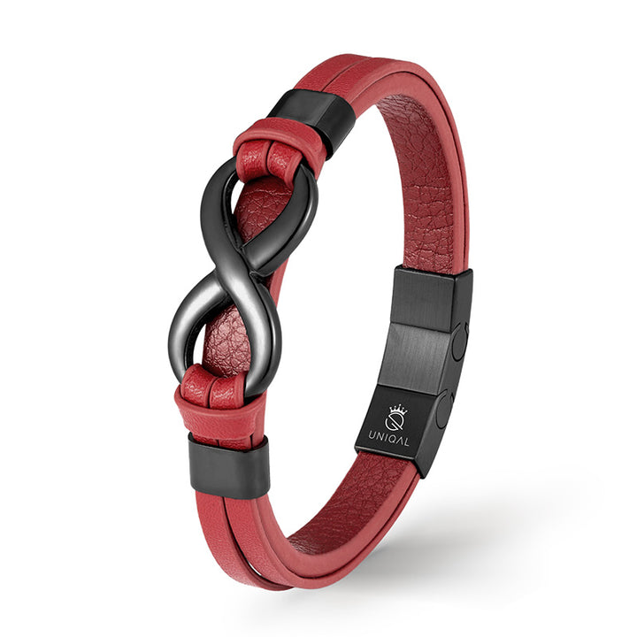 rotes lederarmband unendlichkeit zeichen symbol freundschaftsarmband infinity uniqal