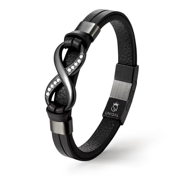 Lederarmband mit gravur und zirkonia steine