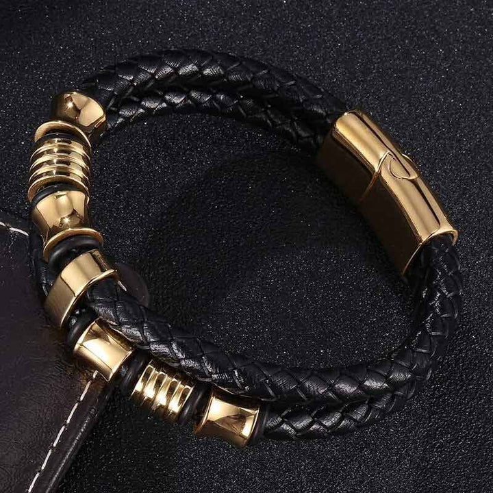Gold lederarmband herren uniqal