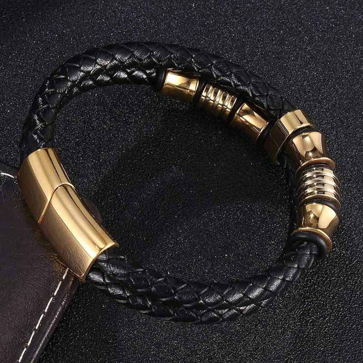 Gold lederarmband herren uniqal