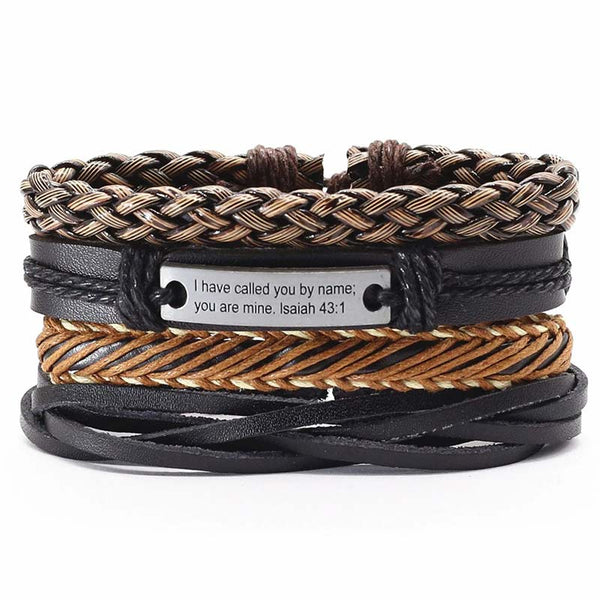Braunes lederarmband set herren unisex holzperlen uniqal sale