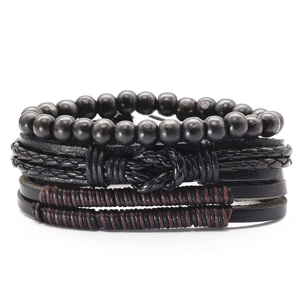 schwarzes Armband bohemian set herren uniqal