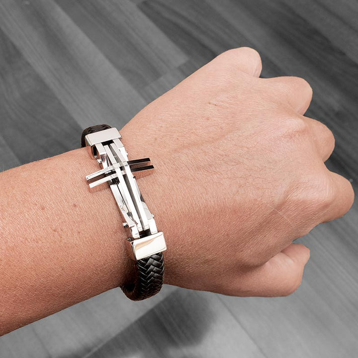 armband mit kreuz uniqal leder