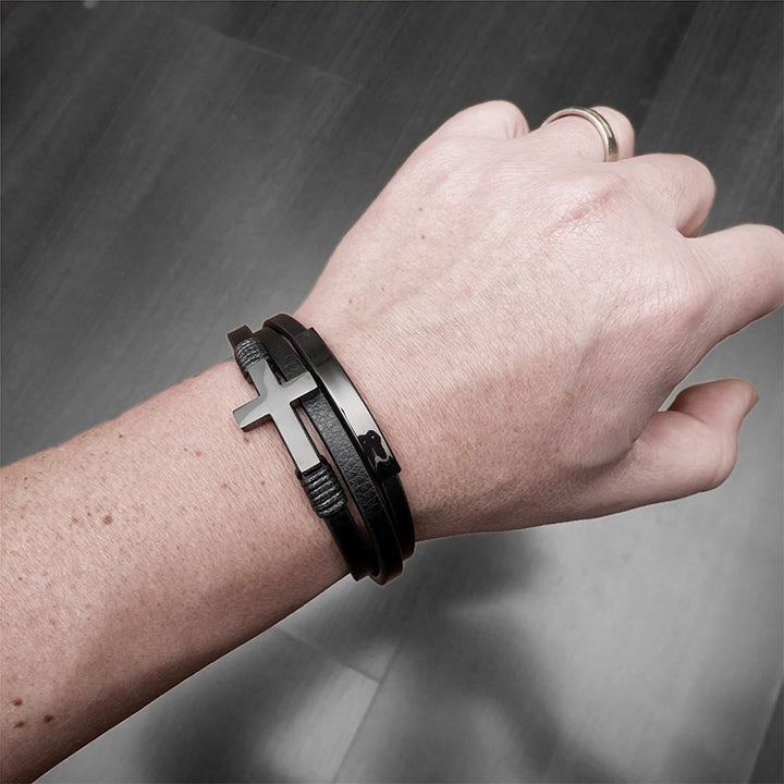 Armband mit Kreuz schwarz uniqal