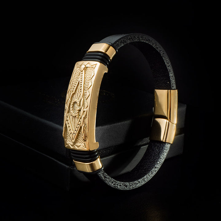 personalisiert mit gravur Freimaurer schmuck armband herren masonic winkel zirkel uniqal sale
