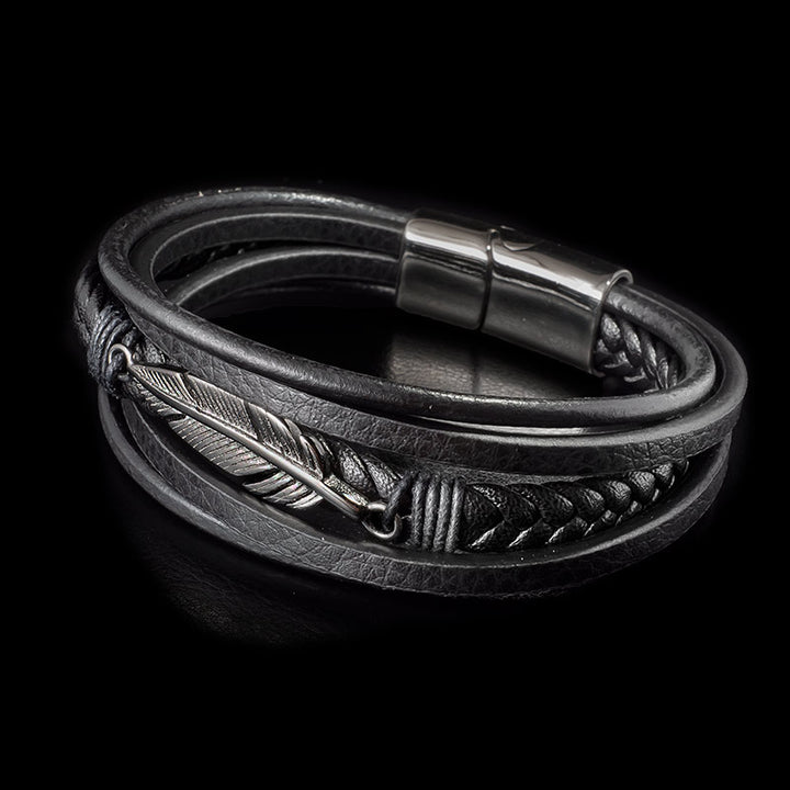 Lederarmband Herren Magnetverschluss Edelstahl schwarz uniqal damen