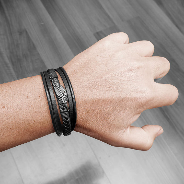 Lederarmband Herren Magnetverschluss Edelstahl schwarz uniqal damen