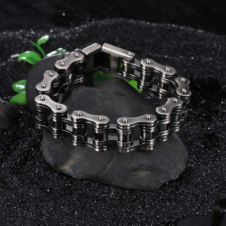 fahrradkettearmband biker rocker türsteher edelstahl schmuck uniqal