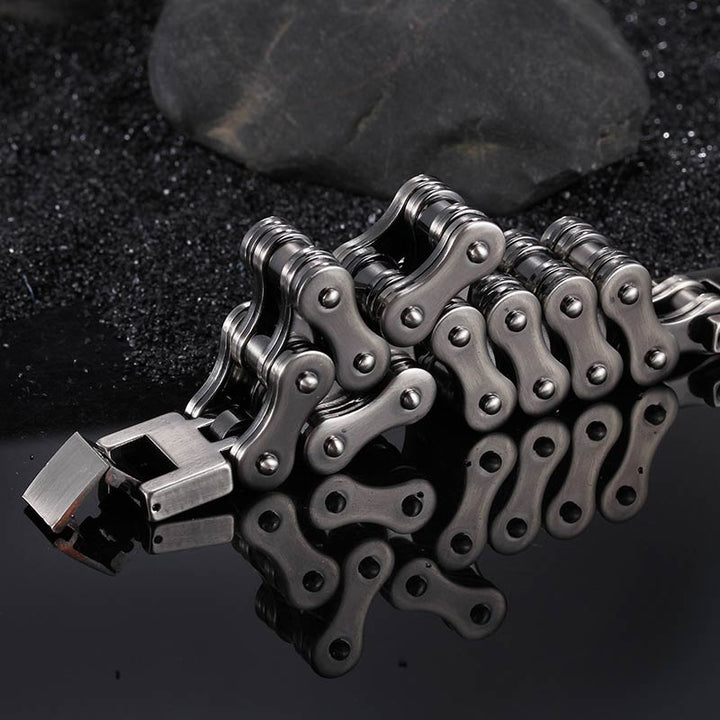 fahrradkettearmband biker rocker türsteher edelstahl schmuck uniqal
