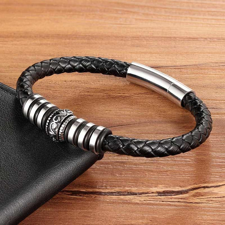 Armband Herren Leder Unisex Uniqal edelstahl sale