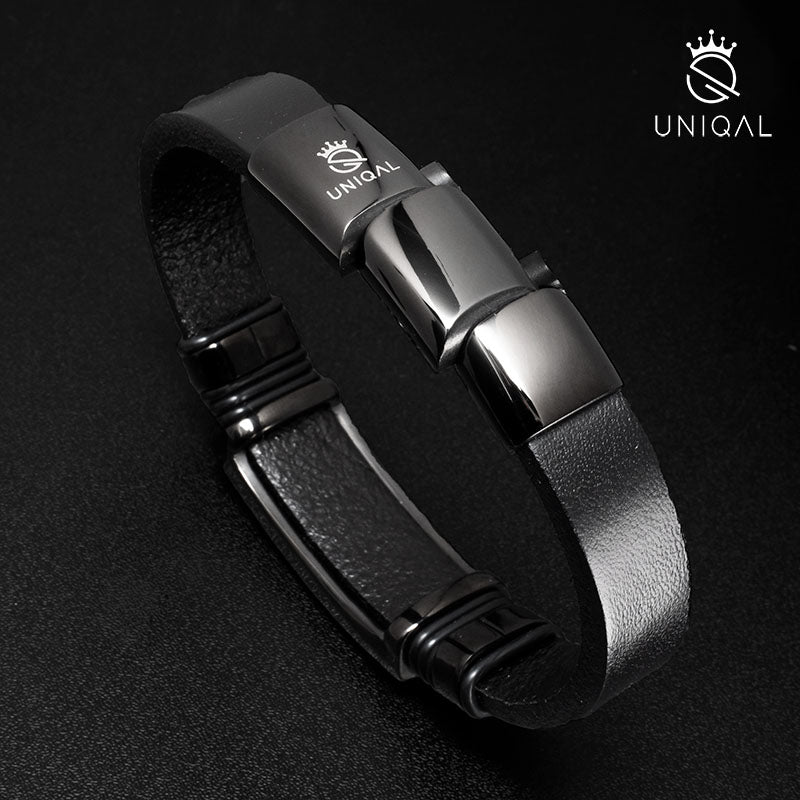 Bracciale Uomo UNIQAL Bracciale In Pelle Infinity Da Uomo - Acciaio Bracciale Uomo UNIQAL Bracciale In Pelle Infinity Da Uomo - Acciaio