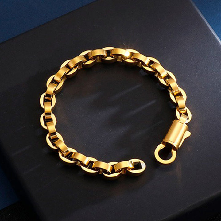 herrenarmband stahlarmband königskette rocker biker gold panzerkette uniqal