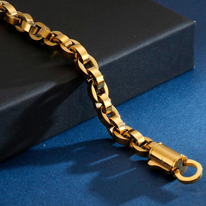 herrenarmband stahlarmband königskette rocker biker gold panzerkette uniqal