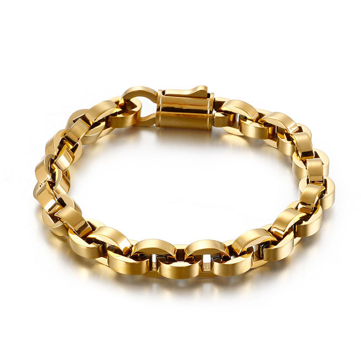 herrenarmband stahlarmband königskette rocker biker gold panzerkette uniqal