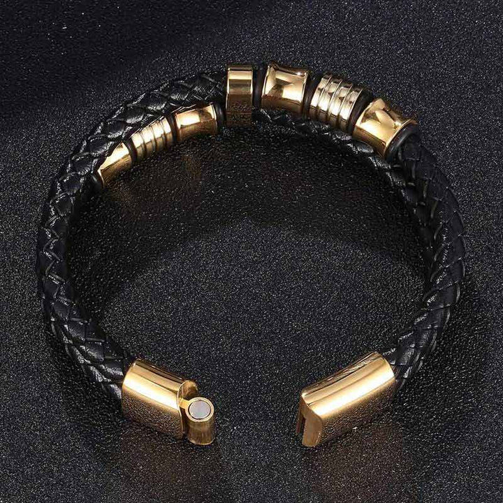 Gold lederarmband herren uniqal