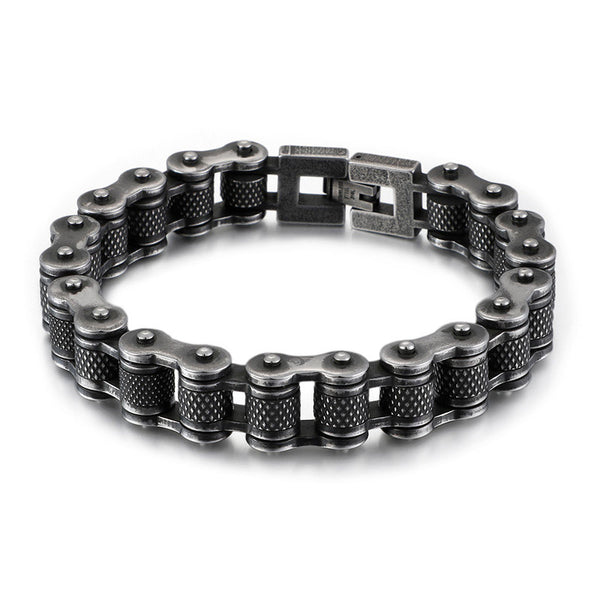 Herren Edelstahl fahrradkette motorradkette brushed schwer breit biker glieder link panzerkette kettenarmband uniqal