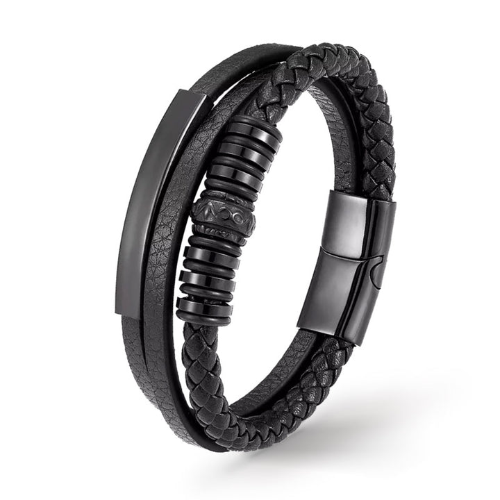 Lederarmband Herren schwarz uniqal