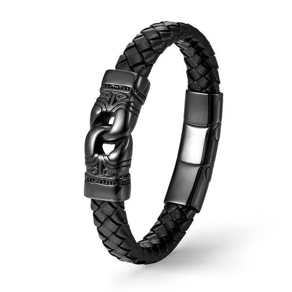 Lederarmband Herren schwarz infinity uniqal