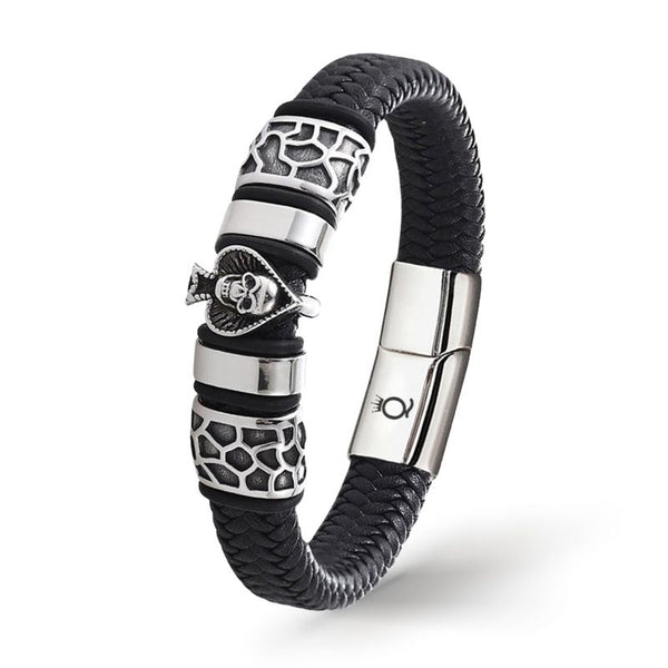 schwarzes totenkopf lederarmband herren ace poker casino uniqal