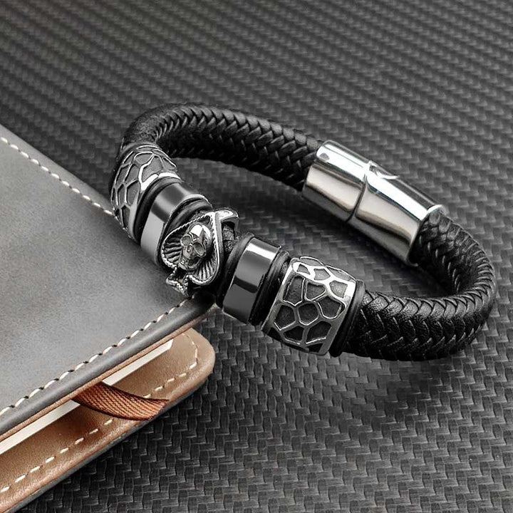 schwarzes totenkopf lederarmband herren ace poker casino uniqal