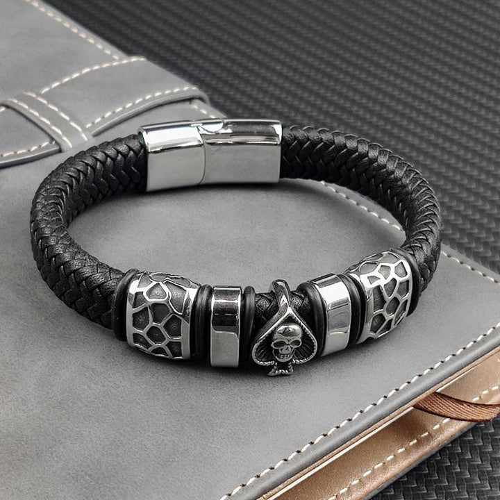 schwarzes totenkopf lederarmband herren ace poker casino uniqal