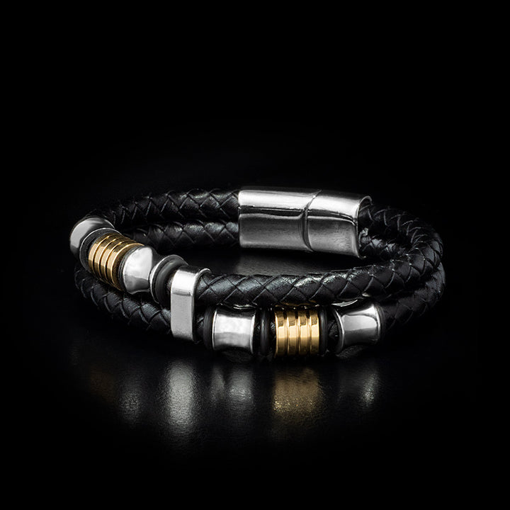 Gold und Silber Armband Herren  Flechtoptik Magnetverschluss Luxus Geschenk Modeschmuck
