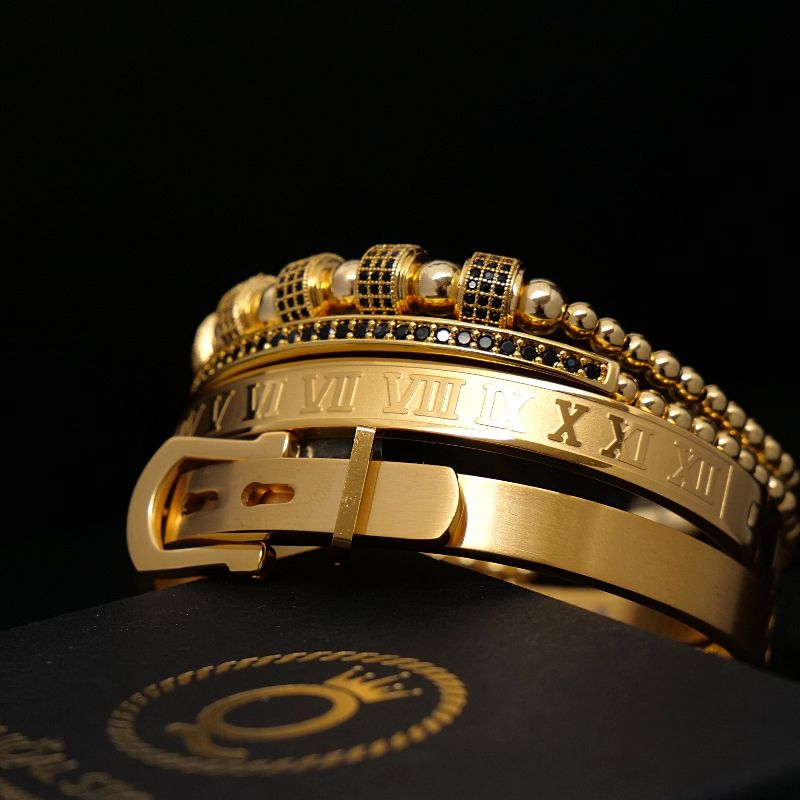 Gold-Armband-Herren-Imperial-Set-kupfer-zirkoniq-beads