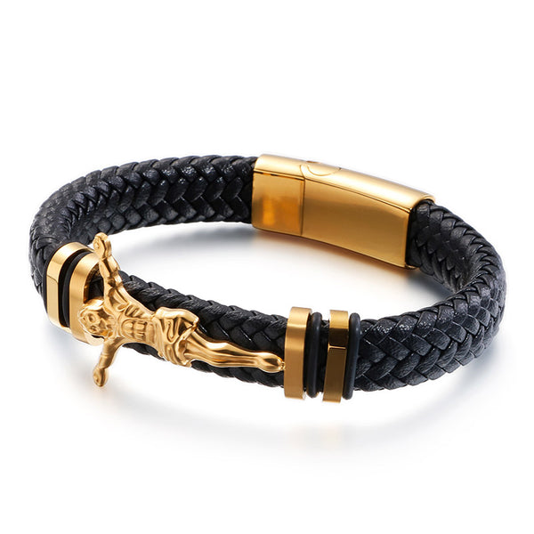 Kreuz Armband Leder Herren Jesus Uniqal