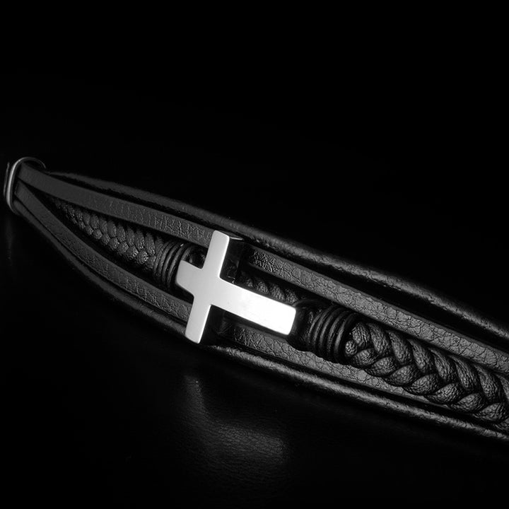 Kreuz Lederarmband Herren Jesus Unisex Echtleder Magnetverschluss Uniqal Bestseller