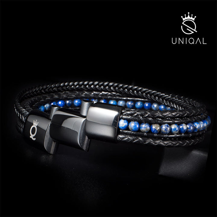 lapis lazuli lederarmband herren uniqal