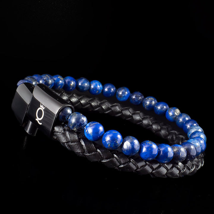 Lapislazuli Lederarmband Naturestein Herren Unisex Uniqal