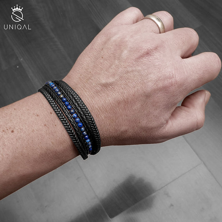 lapis lazuli lederarmband herren uniqal