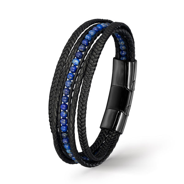 lapis lazuli lederarmband herren uniqal