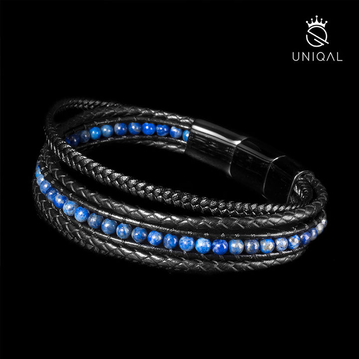 lapis lazuli lederarmband herren uniqal