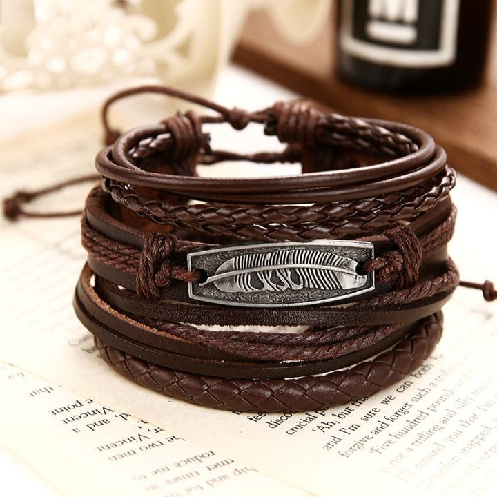 Lederarmbänder Edelstahl braun Männer und Frauen Modeschmuck