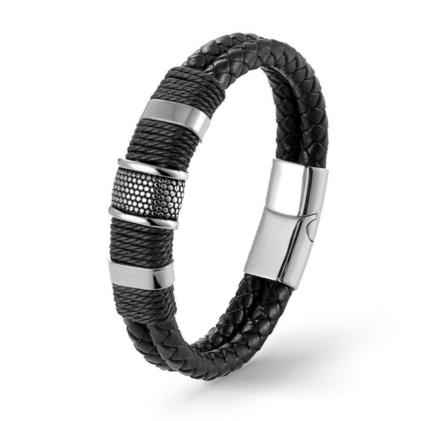 Lederarmband Herren Damen Geflochten Magnet Bestseller SIlber Uniqal