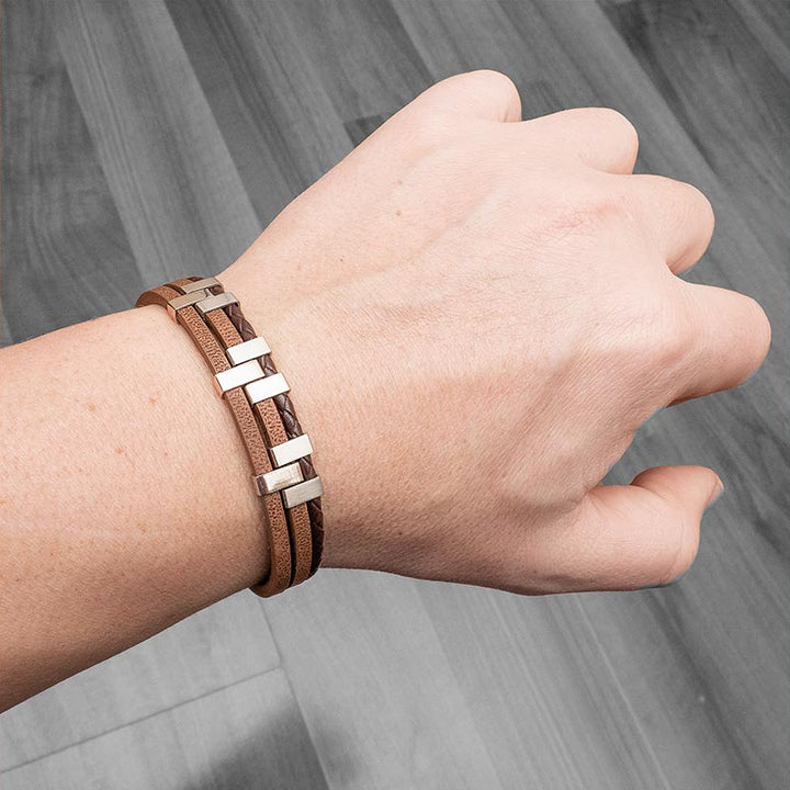 Lederarmband Herren Damen Braun Beige Freundschaftsarmband uniqal