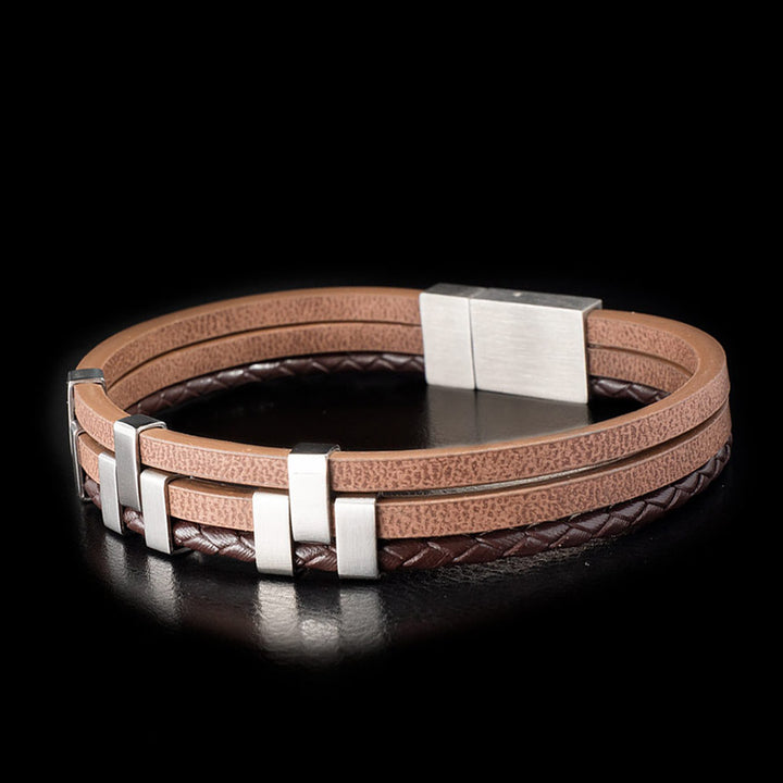 Lederarmband Herren Damen Braun Beige Freundschaftsarmband uniqal