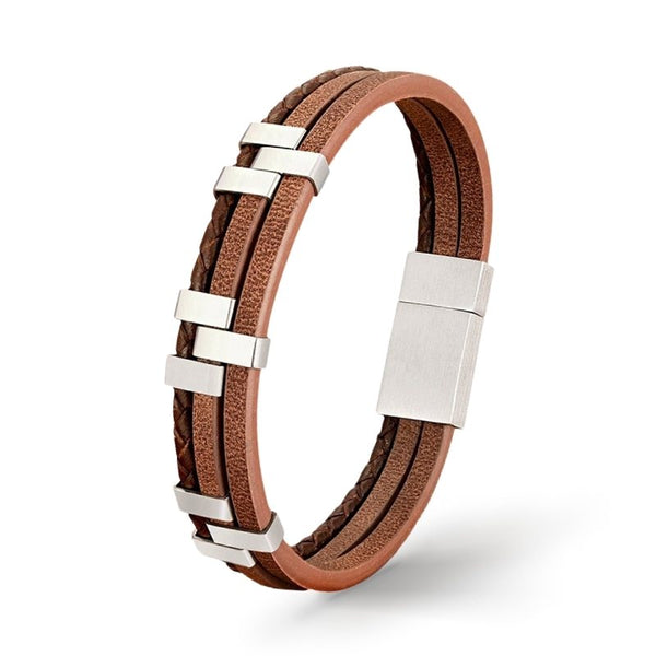 Lederarmband Herren Damen Braun Beige Freundschaftsarmband uniqal