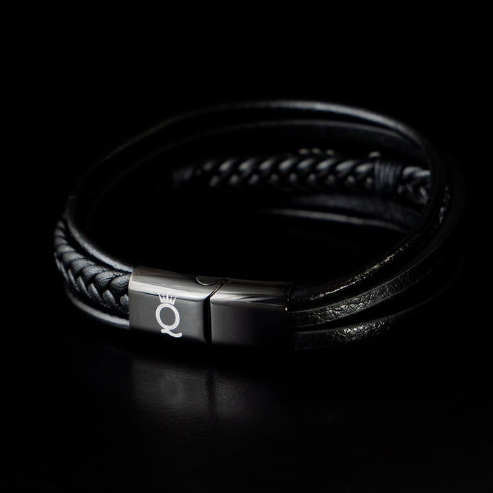 Lederarmband Herren Magnetverschluss Edelstahl schwarz uniqal damen