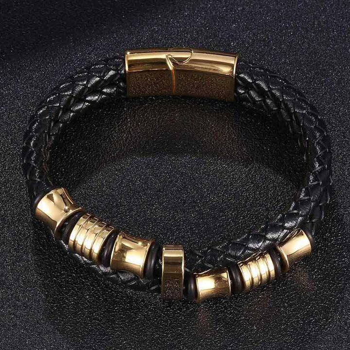 Gold lederarmband herren uniqal